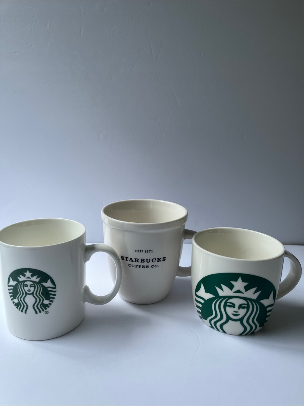 3 Starbucks Mugs 2017 Green Mermaid Siren 2001 Barista Mug 2014 Logo